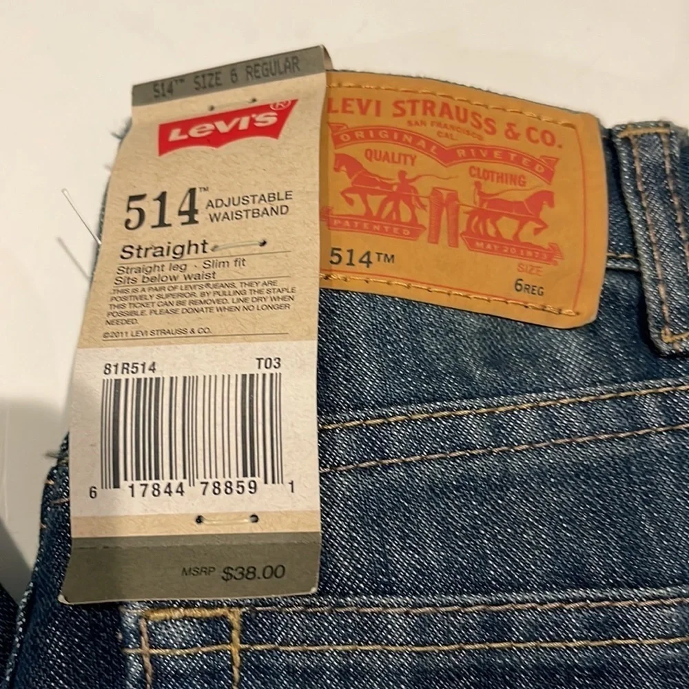 LEVIS 514 adjustable waistband straight leg slim fit jeans size 6 regular